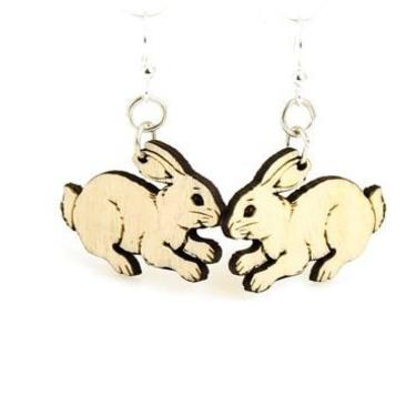 Cute Bunny Earrings - Lightweight - Eco Friendly Wood Earrings 