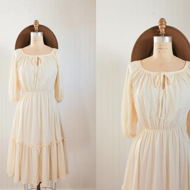 70s balloon sleeve peasant dress - small 