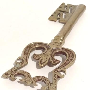Vintage Solid Brass Skeleton Key Home Decor 7" 