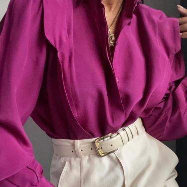 vintage pure silk avant garde minimal structured pleated puff sleeve pinafore gentlewoman blouse 