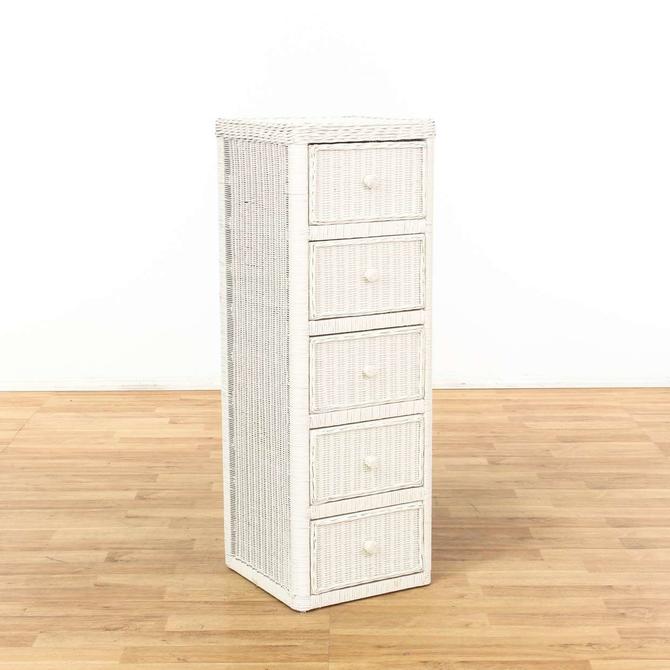 White Wicker 5 Drawer Tall Lingerie Dresser From Loveseat Los