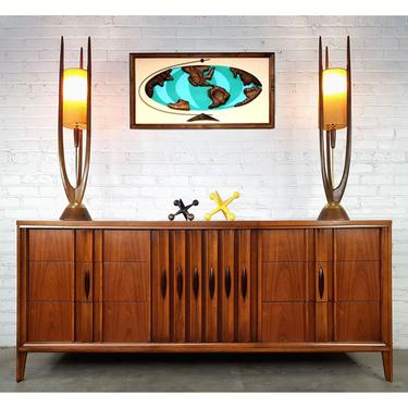 Stately Rosewood Walnut MCM Long Credenza Dresser