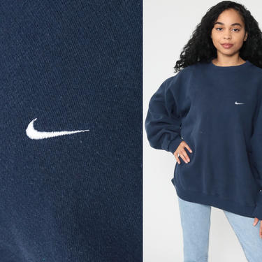 Nike Sweatshirt 90s Navy Blue Sports Shirt Nike Swoosh 1990