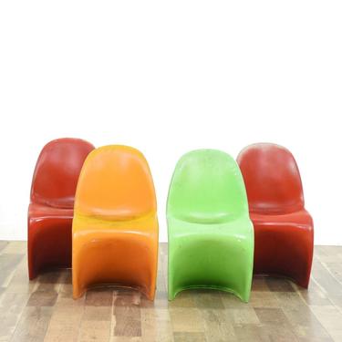 Set 4 Panton Style Mid Century Modern Dining Chairs