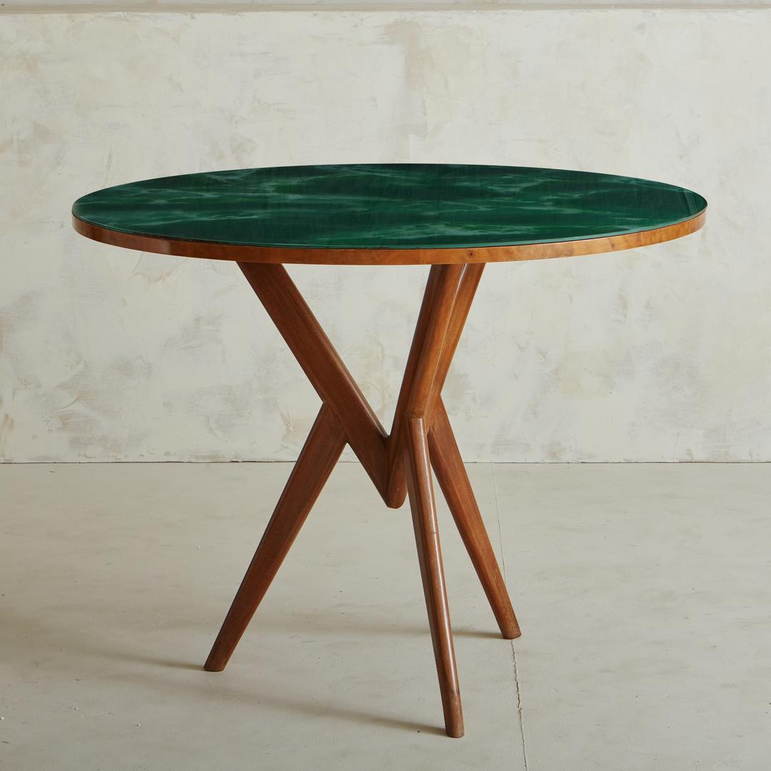 Ginevra 20-inch Wood Top Marble Base Table Natural and Green