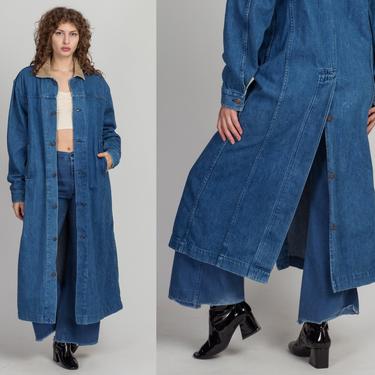 80s Levi's Western Denim Trench Coat - Men's Small, Women's Large | Vintage Oversized Grunge Long Button Up Duster Jacket 