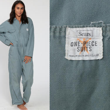 Vintage SEARS Tradewear 44T Square Pocket Blue Coveralls | Making