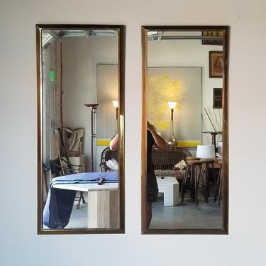 Vintage Hollywood Regency Solid Brass Frame Wall Mirrors - a Pair 