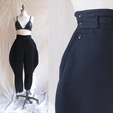 Vintage 40s 50s Black Cotton Jodhpurs/ 1950s High Waisted Horseback Riding Pants/Equestrian Sportswear/ Size Small 27 