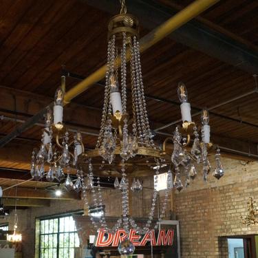 8 Light Gold Chandelier with Rope Prisms