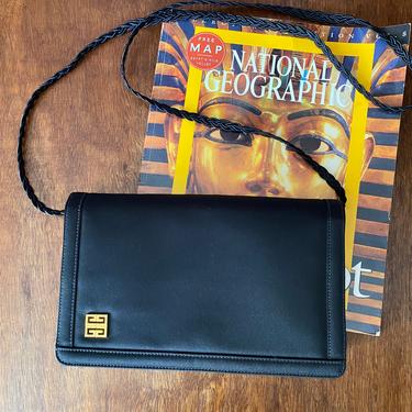 Vintage Givenchy Black Satin Clutch Purse Evening Bag 