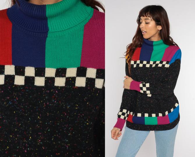 Color block hot sale 80's sweater