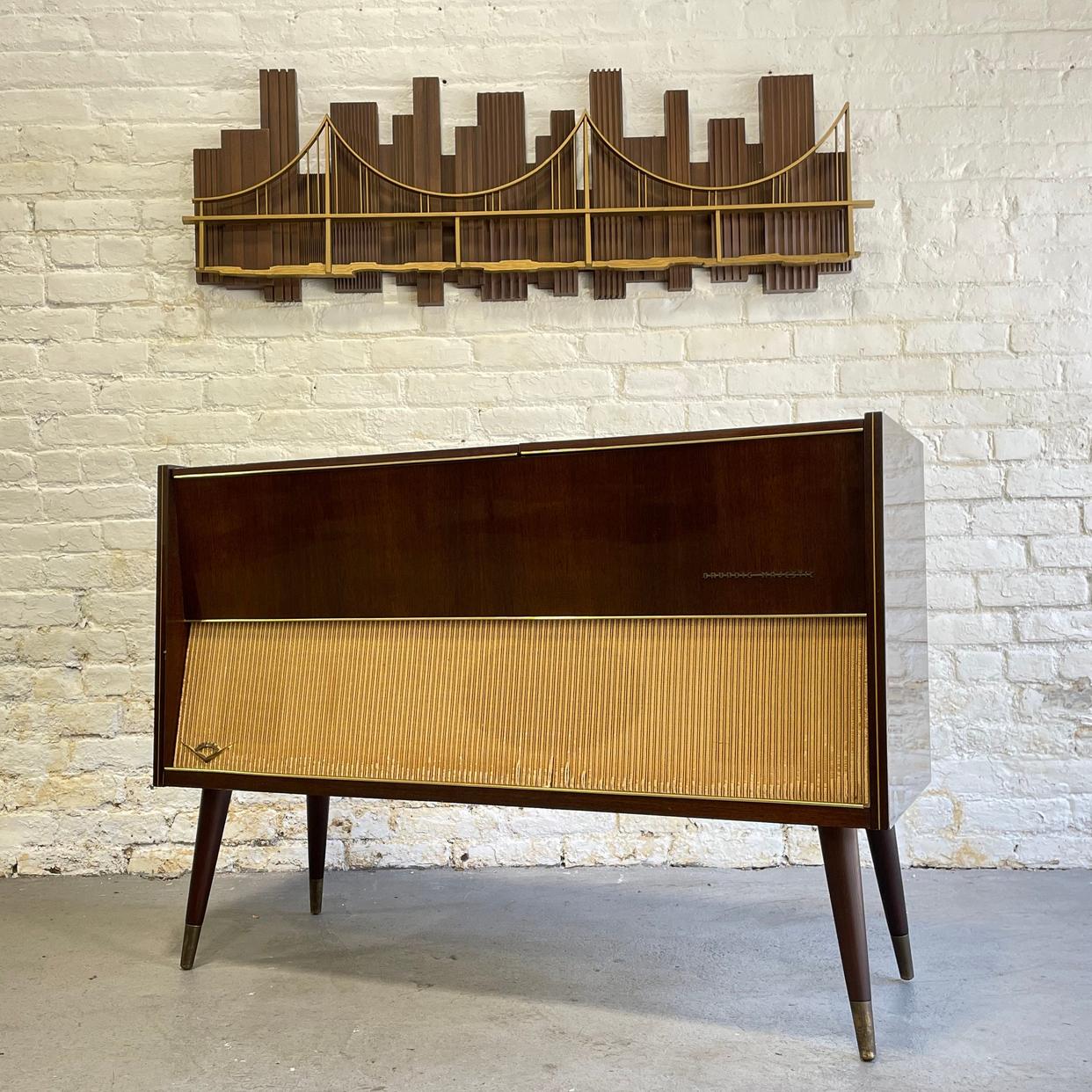 Meuble Hifi Vintage Grundig / Schaub Lorenz Années 50-60 En Bois Massif
