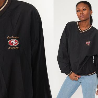 SF 49ers Jacket Football NFL 90s Black Jacket Windbreaker San Francisco  Pullover Sports Streetwear Forty Niners Vintage Extra Large xl