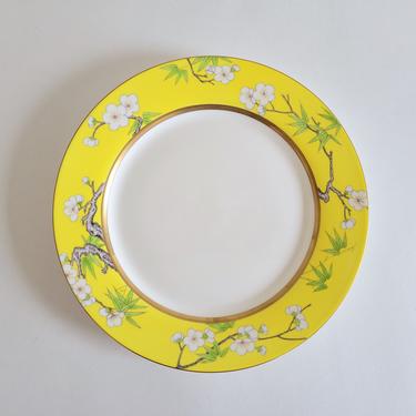Vintage Yellow Porcelain Dinner Plates, Set of 5 Asianera Plum Blossom Plates 