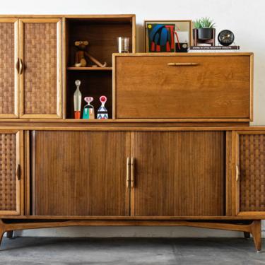 Lane Perception Tambour Credenza with Drop-Down Bar 