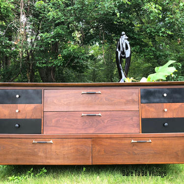 Mid Century Modern Credenza - Mid Century Modern Long Dresser - Mid Century Drexel Dresser  - Painted Credenza - Vintage Media Console 