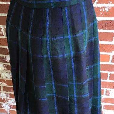Vintage 70s PENDLETON Tartan Plaid Pleat Wool Skirt USA medium 