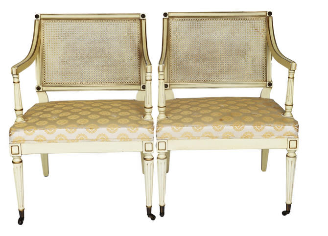 Pair Of Federal Style Gilt Arm Chairs By Marykaysfurniture