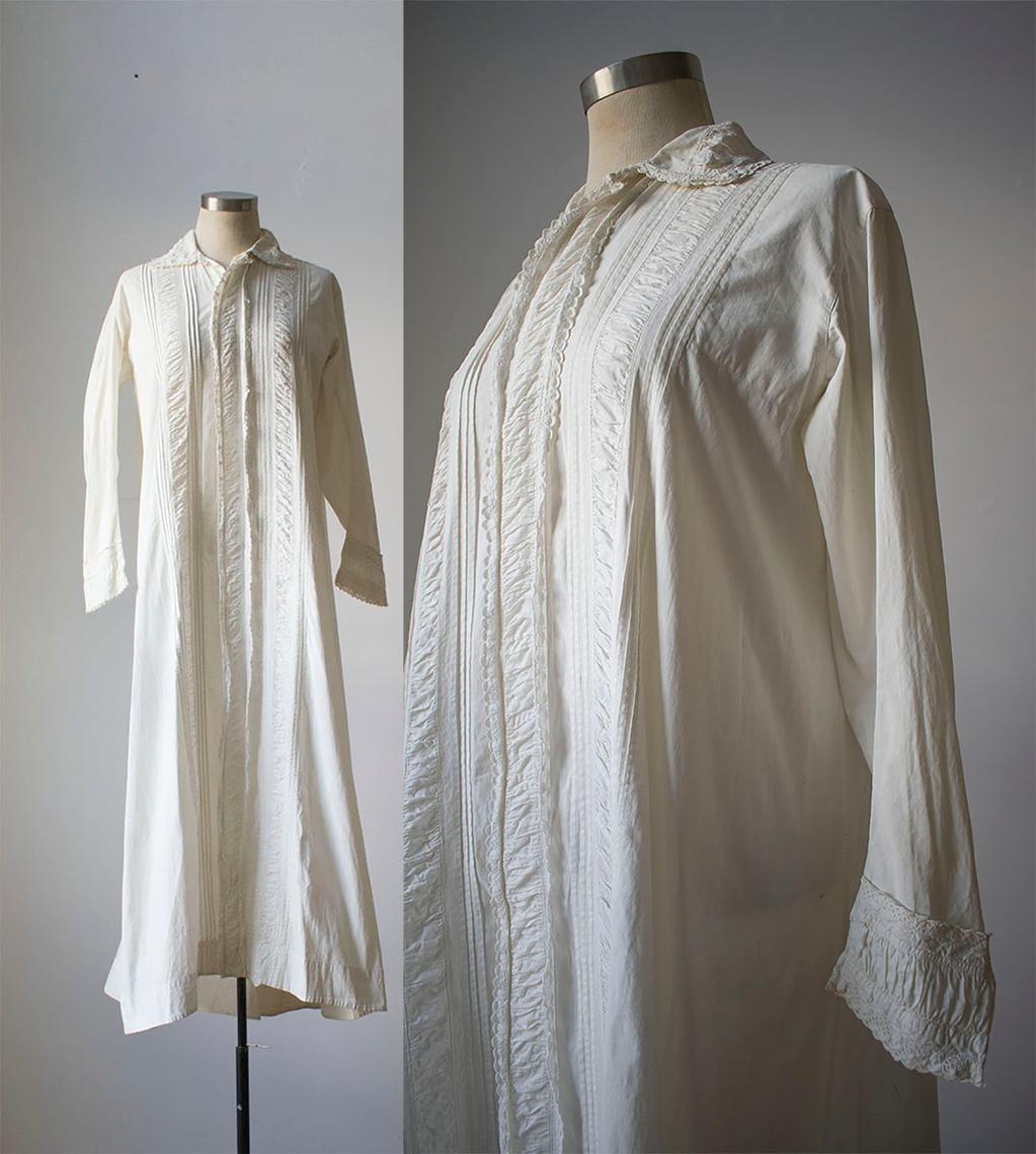 White Linen Edwardian Nightgown / Longsleeve Nightgown / Antique White ...