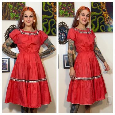 Vintage 195’s Coral Dress with Silver Lurex Detail 