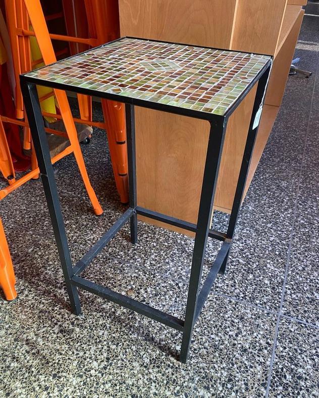 Beautiful mosaic table, perfect for plants or as an outdoor side table, 12”L x 12”W x 23”T, 