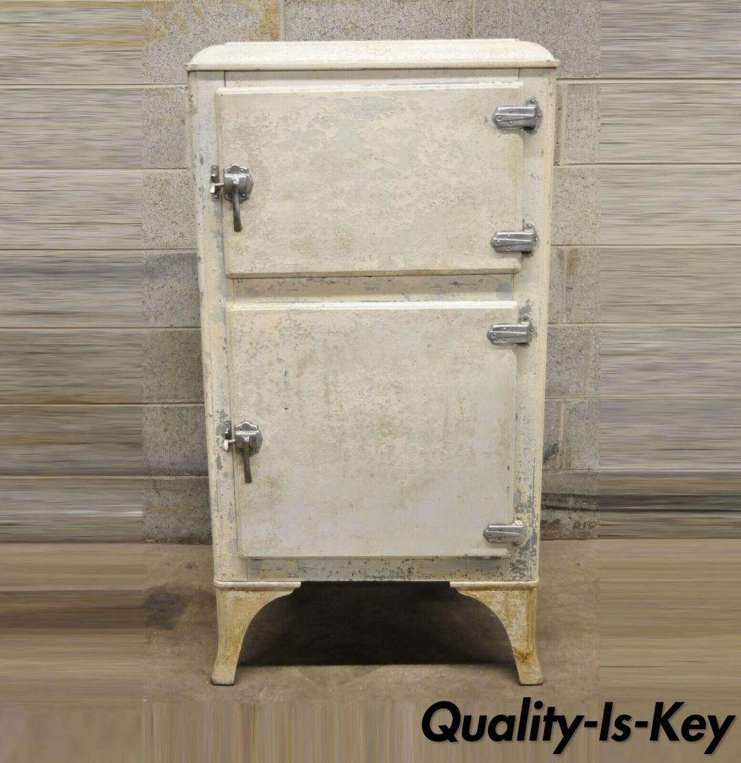 Antique Tennessee Furniture Corp. Metal Ice Box Refrigerator Freezer