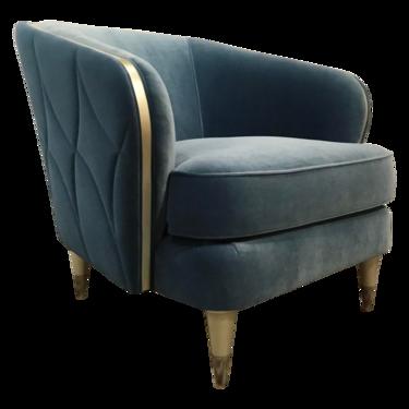 Caracole Modern Turquoise Velvet Hour Time Club Chair
