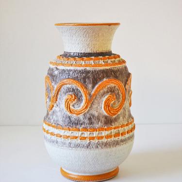 Vintage Italian Pottery Vase in Beige, Orange, & Gray by Nuovo Rinascimento, Italy NR 