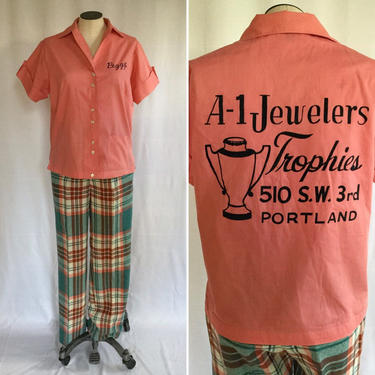 Vintage 50s 60s Hilton Bowling Shirt Mustard Yellow | Fenix