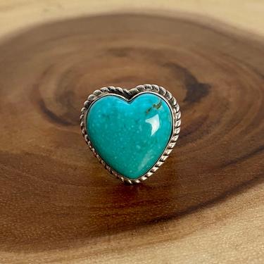 SWEET HEART Silver & Kingman Turquoise Ring | ES Sweetheart Ring | Navajo Native American Jewelry, Southwestern | Size 6 