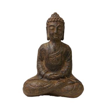 Chinese Distressed Brown Rough Marks Sitting Buddha Statue ws1738E 