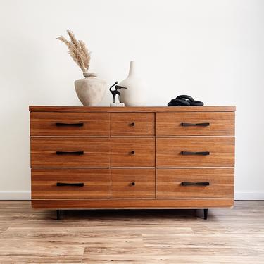 Walnut Wood Mid Century Dresser 