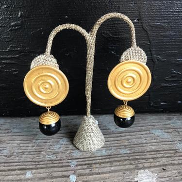 1980's Goldtone Circular Clip-On Earrings