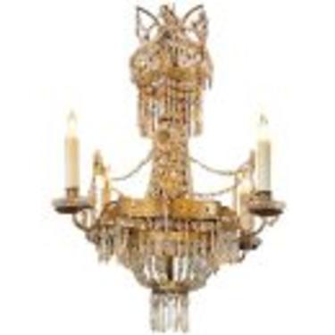 19th Century Empire Style Italian Crystal and Tole Chandelier