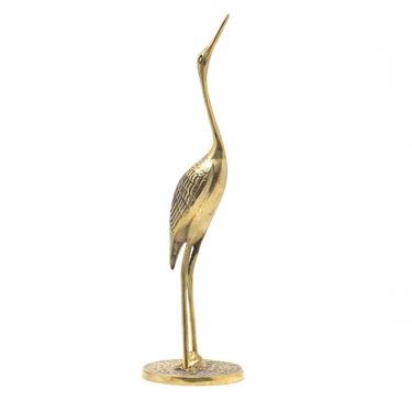 Vintage Solid Brass Crane Figurine/statue / 1960s Solid Brass
