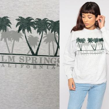 Palm Springs Sweatshirt Palm Tree California Sweatshirt 80s Graphic 90s Vintage Heather Grey Hanes Medium 