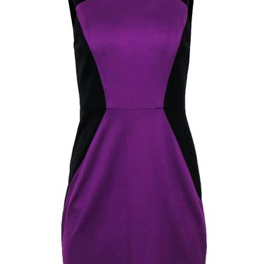 Cynthia Steffe - Black & Purple Paneled Sheath Dress Sz 6