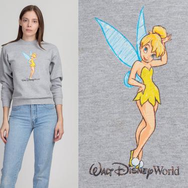 90s Tinkerbell Walt Disney World Sweatshirt - Petite XS | Vintage Peter Pan Heather Gray Cartoon Pullover 