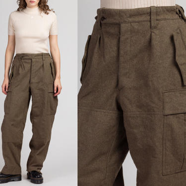 Vintage 1960s Swedish Wool Army Pants - 27&amp;quot;-33&amp;quot; | Raka Olive Drab Military Cargo Trousers 