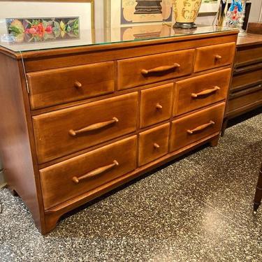 Mid century Cushman maple dresser.  58” x 19” x 35”