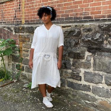 1920s White Linen Sailor Dress 