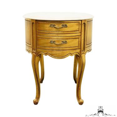 WEIMAN FURNITURE French Provincial 20x26&amp;quot; Oval Accent End Table w. White Marble Top 