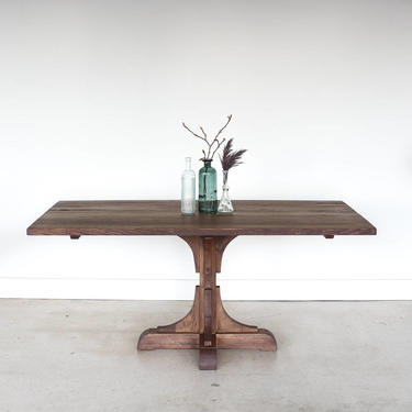 Reclaimed Farmhouse Dining Table / Kitchen Table with Pedestal | What ...