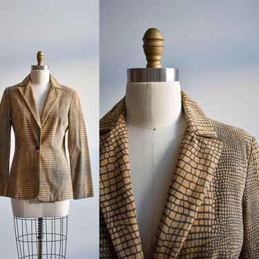 Suede Snakeskin Print Womens Blazer 