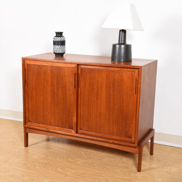 Danish Modern Teak Sliding Door Cabinet | Mini-Credenza