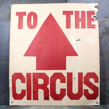Vintage, Original Circus Poster Points the Way! Fun for Your Entryway or Playroom - Circa 1950s Circus Directional Poster | FREE SHIPPING 