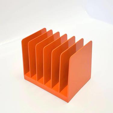 Heavy Plastic Holder Orange Record Album Desk Office Organizer Mail Sorter Letter Decor Inbox Bill Slot Box Desktop Filing System Magazine 