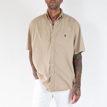 Vintage Ralph Lauren Polo Blake Khaki Cotton Button Up Shirt | 100% Cotton | Workwear, Hip Hip, Streetwear | 1990s 2000s Polo Designer Shirt 