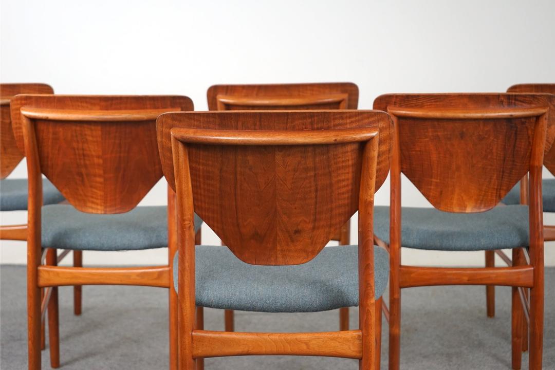 6 Mid Century Walnut Dining Chairs - (D945) | By Design Modern ...
